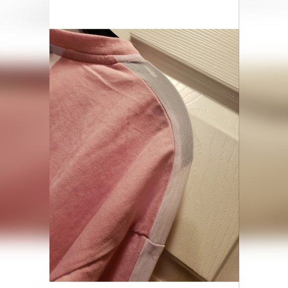 Bebe Sport Top Large PEONY Long Sleeve Sheer White Stripe On Arm Sequins… - Picture 6 of 9